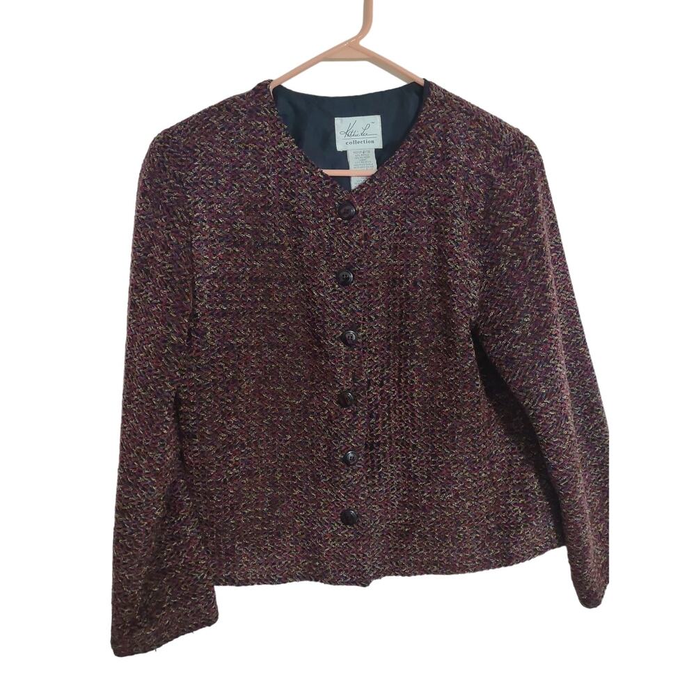 Vintage Kathie Lee Tweed Blazer/Jacket Size Medium Preppy Dark Academia